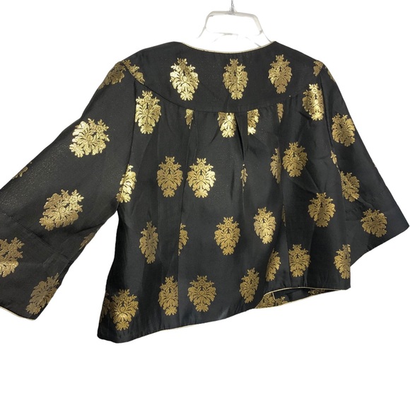 Sera B 100% Silk Oriental style Embossed cropped Blazer vintage made in USA - Picture 5 of 16